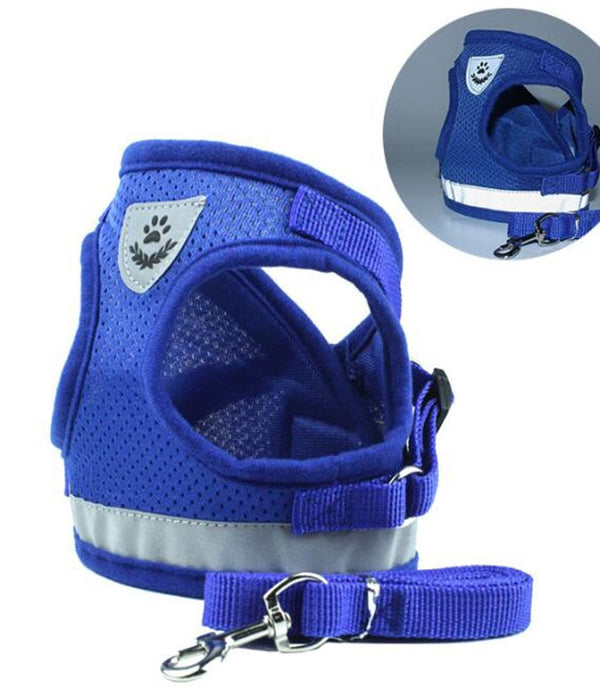 Vest Harness Leash Adjustable Mesh Vest Dog Harness Collar Chest Strap Leash Harnesses With Traction Rope XS/S/M/L/XL