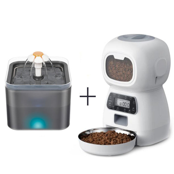 Automatic Dogs Cats Feeder 3.5L Dry Food Dispenser 2L Pet Cat Water Fountain Drink Feeder For Auto Pet Smart Feeders Bowl