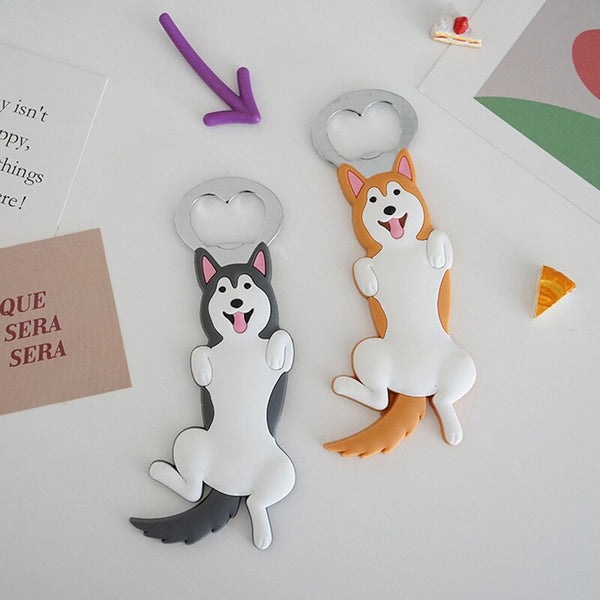 Magnetic Refrigerator Bottle Opener Cartoon Akita Bullfight Cat Dog Beer Bottle Opener Ccat Magnetic Refrigerator Decoration