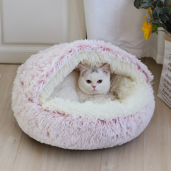 New Warm Dog Cat Bed Round Long Plush Cat&#39;s House Cave Pet Kitten Cushion Basket Sleepping Mat for Cats Small Dog Chihuahua Nest