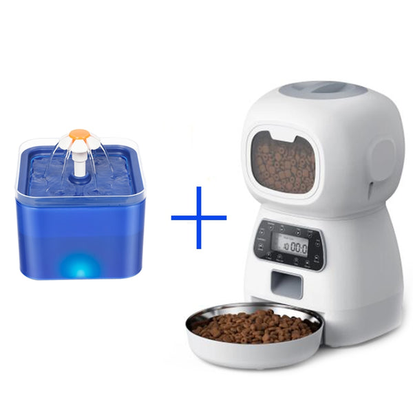 Automatic Dogs Cats Feeder 3.5L Dry Food Dispenser 2L Pet Cat Water Fountain Drink Feeder For Auto Pet Smart Feeders Bowl