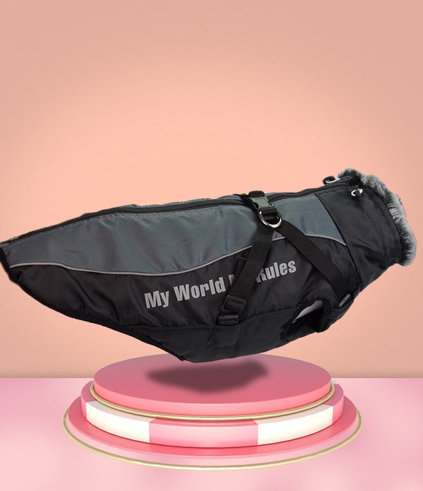 Chaleco impermeable para perros grandes, chaqueta cálida con Cuello de piel, abrigo para mascotas, Bulldog Francés, Wilma, Otoño e Invierno