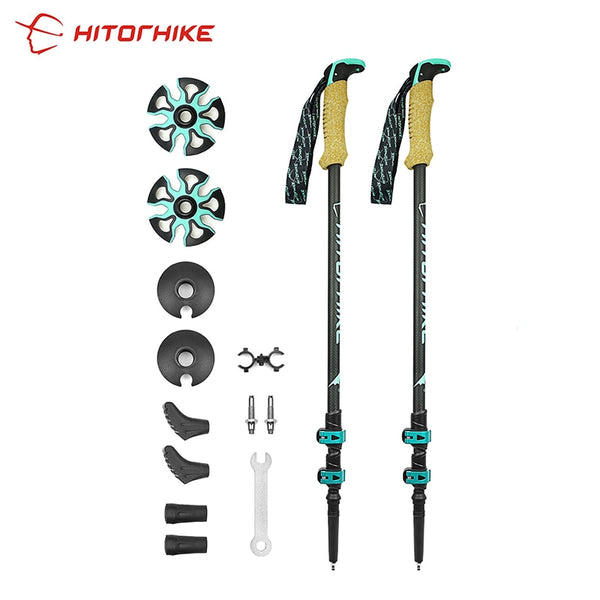 Homful  Trekking poles 195g/pc carbon fiber   Collapsible Telescopic Sticks Lightweight Walking Hiking Stick Climbing Stick