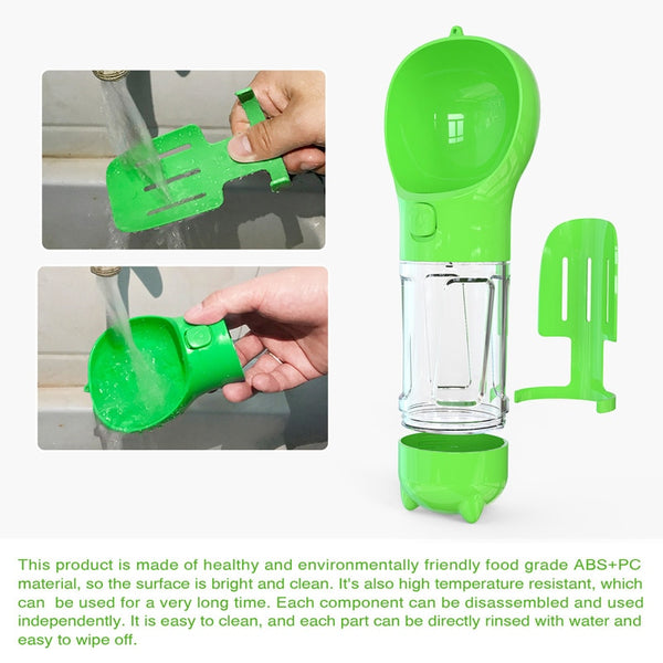 4 in 1 Multifunction Portable Pet Dog Water Bottle Drinking Bowls For Small Large Dogs Feeding Water Dispenser Dog Litter Shovel