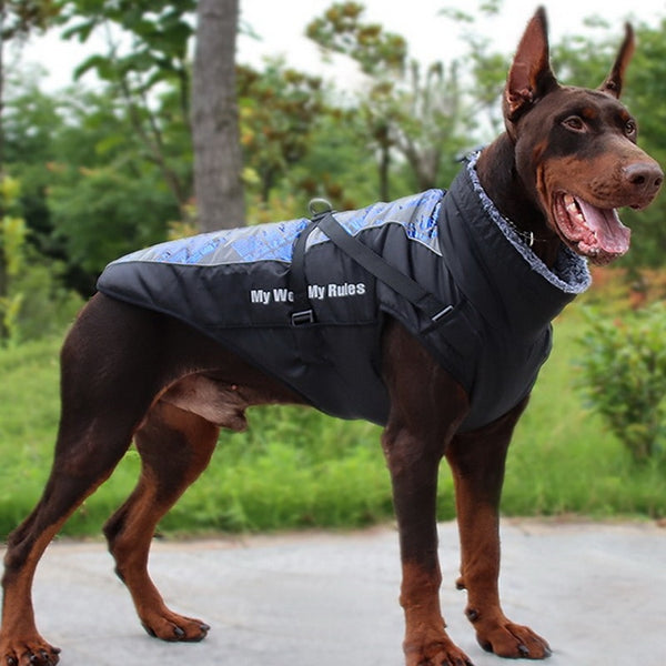 Chaleco impermeable para perros grandes, chaqueta cálida con Cuello de piel, abrigo para mascotas, Bulldog Francés, Wilma, Otoño e Invierno