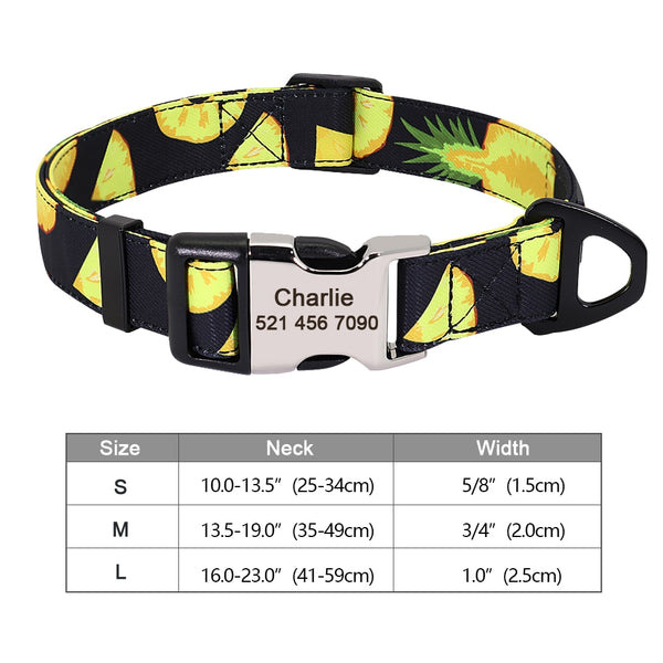 Personalized Dog Accessories Collar Nylon Printed Pet Puppy Collar Dog ID Collars Free Engraved ID for Small Medium Large Dogs