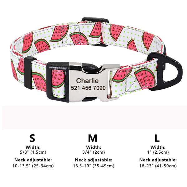 Custom Large Dog Collar Cute Print Personalized Pet Collar Nylon Puppy Dogs ID Collars Engraved Name for Small Medium Large Dog