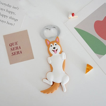 Magnetic Refrigerator Bottle Opener Cartoon Akita Bullfight Cat Dog Beer Bottle Opener Ccat Magnetic Refrigerator Decoration