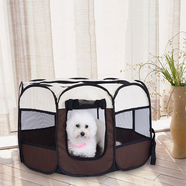 Pet Dog Cat Playpen Tent Crate Room Foldable Puppy Exercise Cat Cage Waterproof Outdoor Two Door Mesh Shade Cover Nest Kennel