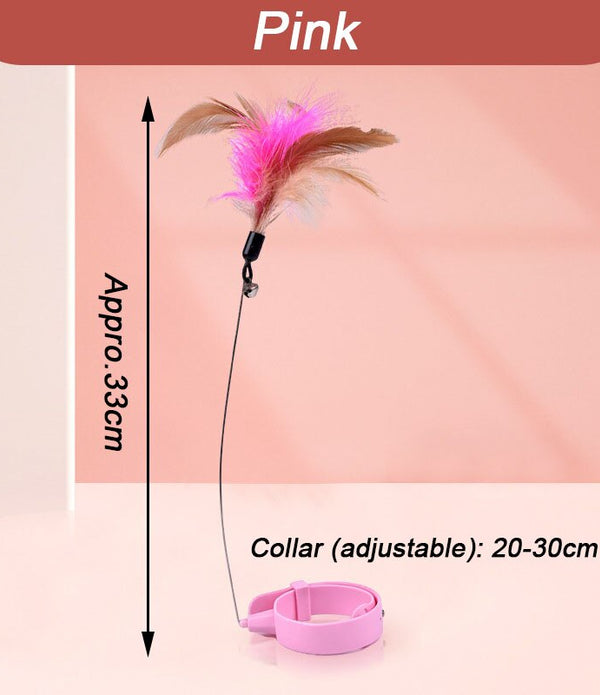 Interactive Cat Toys Funny Feather Teaser Stick with Bell Pets Collar Kitten Playing Teaser Wand Training Toys for Cats Supplies