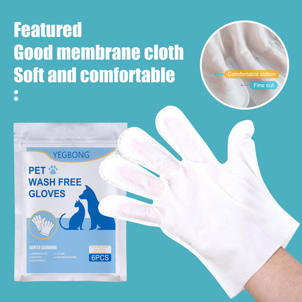 6pcs Pet Disposable Cleaning Gloves Wash Free Cats Dogs SPA Bath Supplies Massage Non Woven Fabric No Rinse Soft Eye Wipes