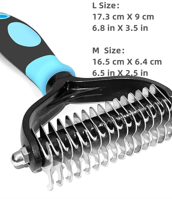 Professional Pet Deshedding Brush 2 Sided Dematting Dog Comb Cat Brush Rake Puppy Grooming Tools Undercoat Shedding Flying Hair