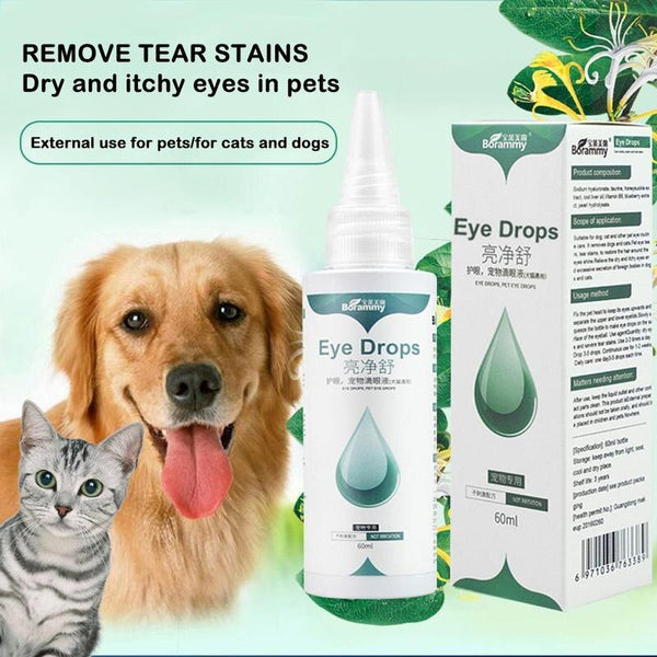 60ml Pet Dog Cats Eye drops Portable Puppy Care Eye Cleaning Drops Pets Eyes Tear Stain Remover Dog Eye Health Care Dog Supplies