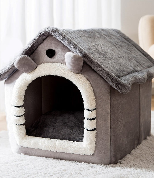 Soft Cat Bed Deep Sleep House Dog Cat Winter House Removable Cushion Enclosed Pet Tent For Kittens Puppy Cama Gato Supplies