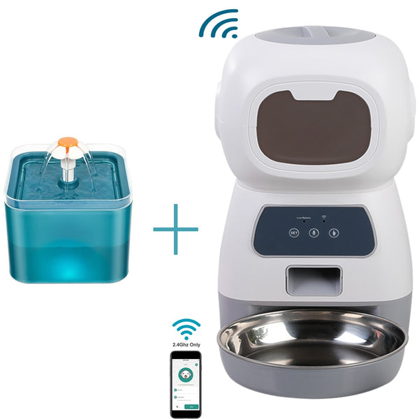 Automatic Dogs Cats Feeder 3.5L Dry Food Dispenser 2L Pet Cat Water Fountain Drink Feeder For Auto Pet Smart Feeders Bowl