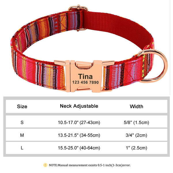 Custom Large Dog Collar Cute Print Personalized Pet Collar Nylon Puppy Dogs ID Collars Engraved Name for Small Medium Large Dog