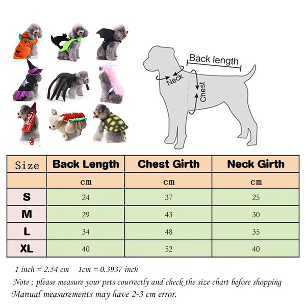 Pet Costumes Extravaganza Halloween Clothing Dog Cats Rabbits Funny Batsuit Hot Dog Noodle Spider Pumpkin Fancy Dress
