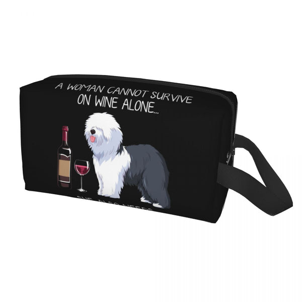 Travel Bull Terrier And Wine Funny Dog Toiletry Bag Pet Puppy Lover Makeup Cosmetic Organizer Women Beauty Storage Dopp Kit Box