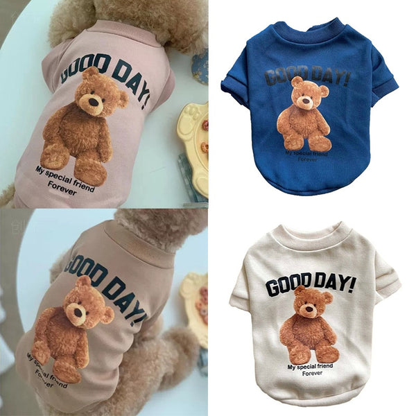 Autumn Winter Puppy Hoodie Clothing Cartoon Bear T Shirt Vest Cat Sweater with Pocket Dog Sport Shirt Pet Vest free shipping