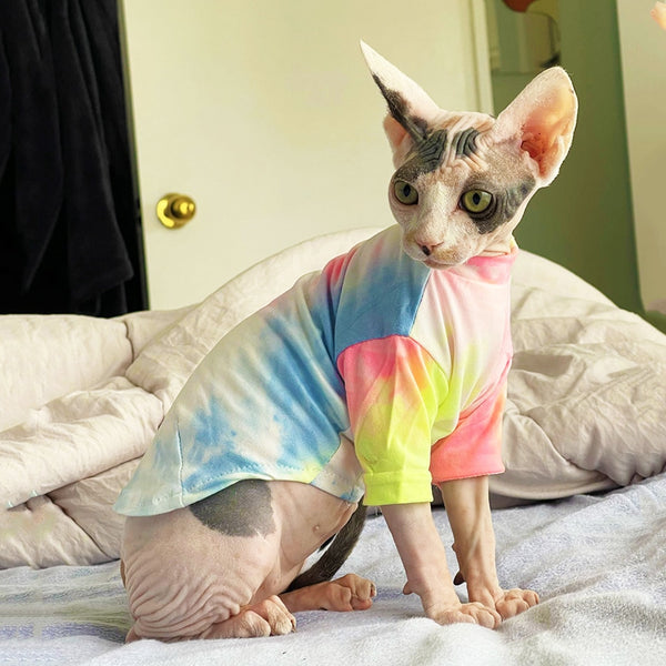 Sphinx Hairless Cat Clothes Deven Breathable T-shirt For Cats Stretch Fabric Clothing For Kitten Pet Shirt Coats For Puppy