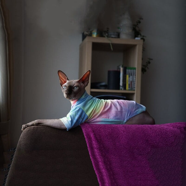 Sphinx Hairless Cat Clothes Deven Breathable T-shirt For Cats Stretch Fabric Clothing For Kitten Pet Shirt Coats For Puppy