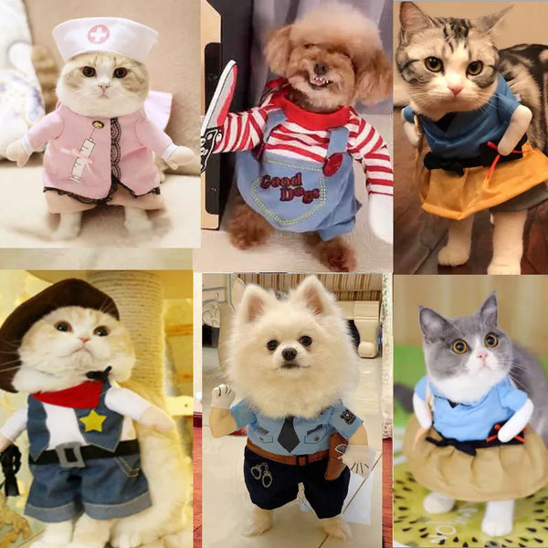 Fantasy Furry Friends Costumes Pet Cat Costumes for Small Dogs Cute Clothes Standing Transformed Three-dimensional Dog Halloween