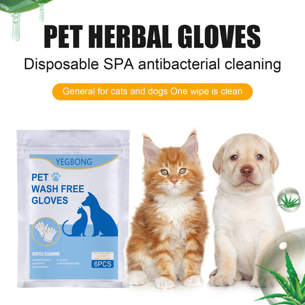 6pcs Pet Disposable Cleaning Gloves Wash Free Cats Dogs SPA Bath Supplies Massage Non Woven Fabric No Rinse Soft Eye Wipes