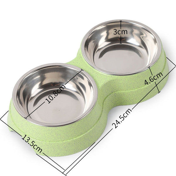 Cat Puppy Feeding Supplies Double Pet Bowls Dog Food Water Feeder Stainless Steel Pet Drinking Dish Feeder Small Dog Accessories