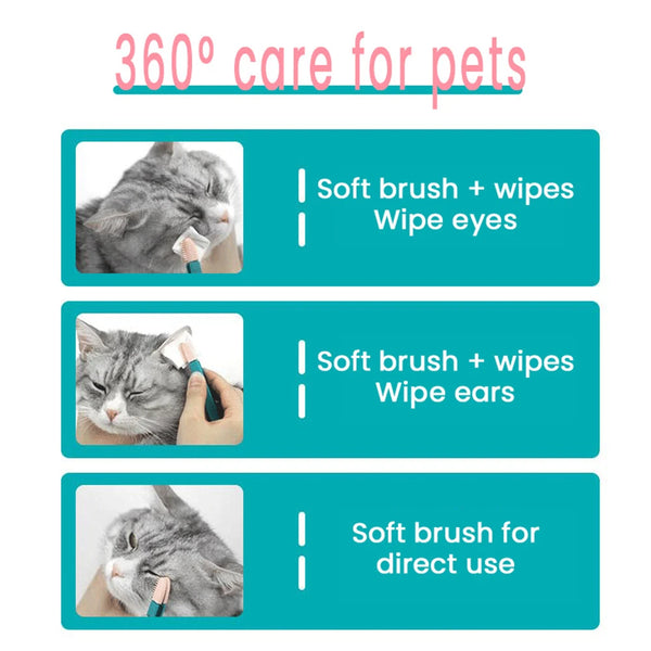 Dog Cat Cleaning Supplies Pet Soft Eye Brush Cats Brush Toothbrush Tear Stains Brush Eye Care Pets Cleaning Grooming Tools