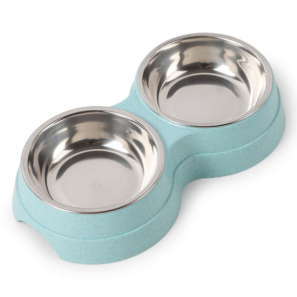 Cat Puppy Feeding Supplies Double Pet Bowls Dog Food Water Feeder Stainless Steel Pet Drinking Dish Feeder Small Dog Accessories