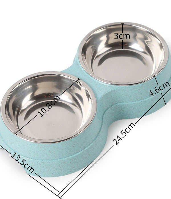 Cat Puppy Feeding Supplies Double Pet Bowls Dog Food Water Feeder Stainless Steel Pet Drinking Dish Feeder Small Dog Accessories