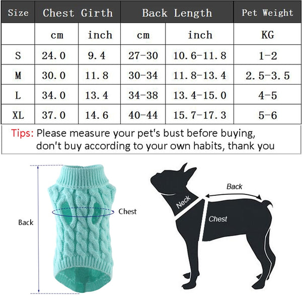 Dog Sweaters for Small Dogs Winter Warm Dog Clothes Turtleneck Knitted Pet Clothing Puppy Cat Sweater Vest Chihuahua Yorkie Coat