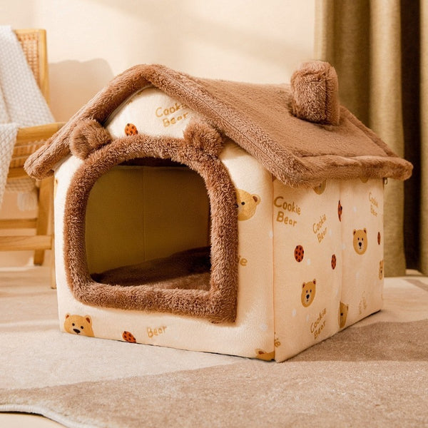 Soft Cat Bed Deep Sleep House Dog Cat Winter House Removable Cushion Enclosed Pet Tent For Kittens Puppy Cama Gato Supplies