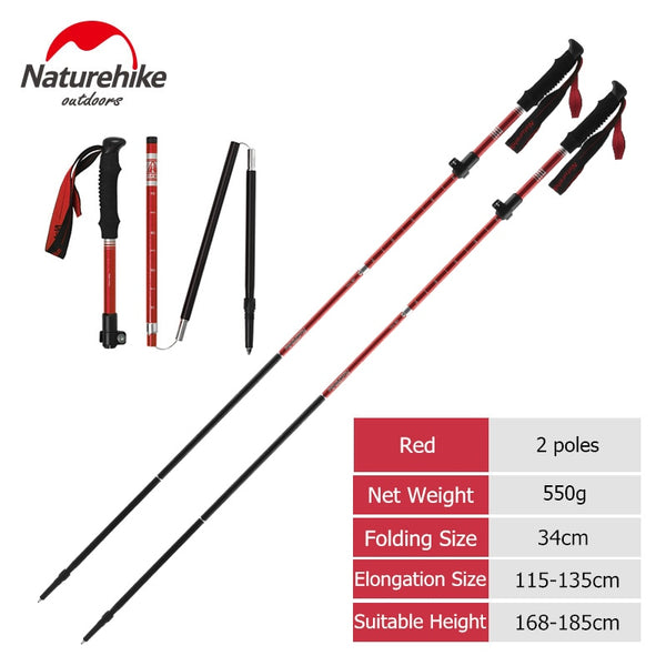 Naturehike Trekking Poles Folding Hiking Stick Collapsible Hiking Poles Trekking Stick Walking Poles Nordic Walking Sticks