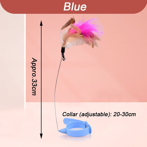 Interactive Cat Toys Funny Feather Teaser Stick with Bell Pets Collar Kitten Playing Teaser Wand Training Toys for Cats Supplies