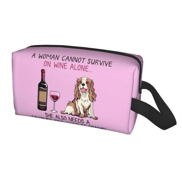 Travel Bull Terrier And Wine Funny Dog Toiletry Bag Pet Puppy Lover Makeup Cosmetic Organizer Women Beauty Storage Dopp Kit Box