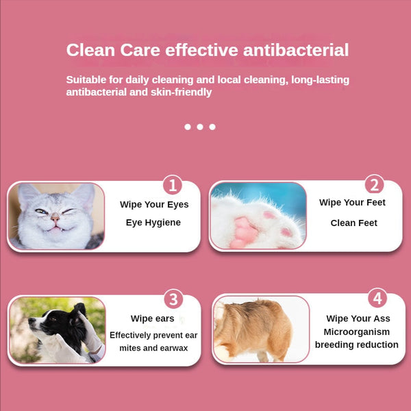 80Pcs Pet Cats Dogs Cleaning Wet Wipes After Urination Soft Paper Tear Ass Eye Tears Teeth Finger Health Care Hygiene Paws Poop