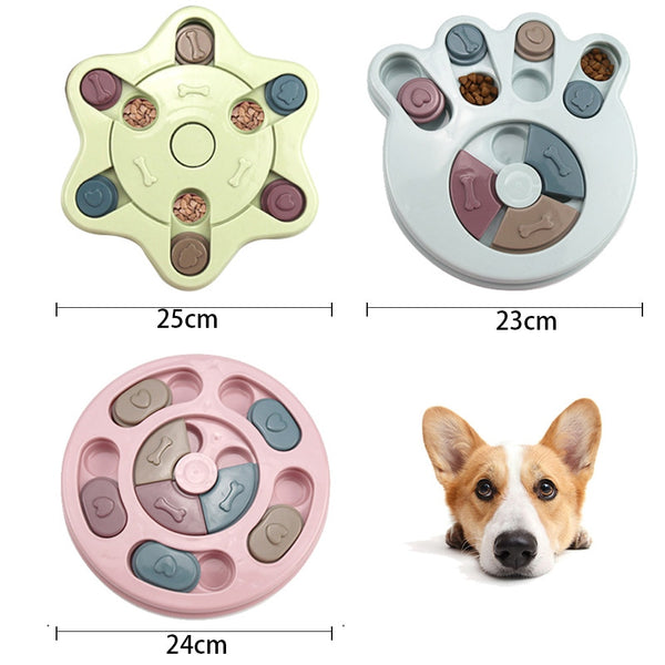 Dog Puzzle Toys Slow Feeder Increase IQ Interactive Turntable Toy Food Dispenser Slowly Eating Bowl Pet Cat Dogs Training Game