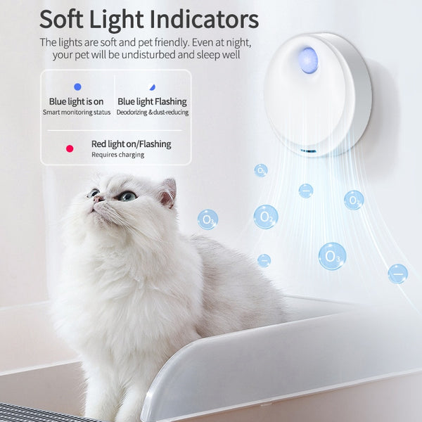 ROJECO 4000mAh Smart Cat Odor Purifier For Cat Litter Box Deodorizer Automatic Pet Toilet Air Purifier Dog Cat Litter Deodorant