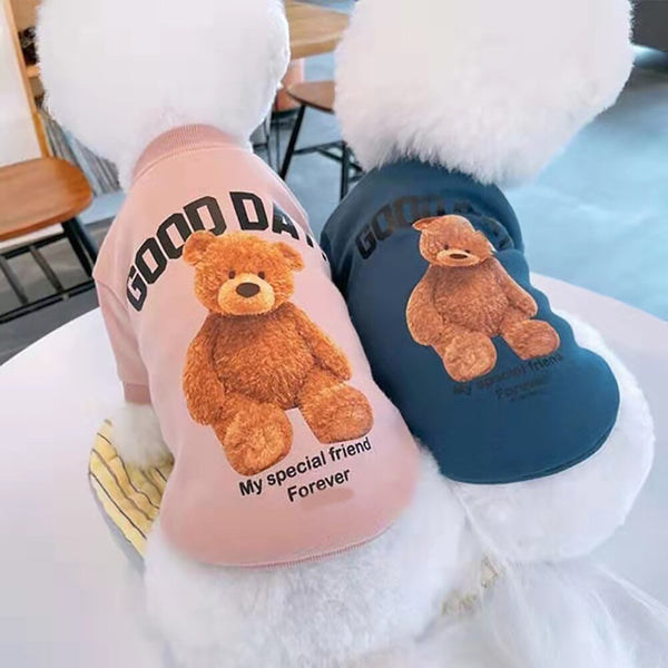 Sweat à capuche ours dessin animé pour animaux de compagnie, pull GlaCat avec poche, chemise de sport pour gros chien, vêtements pour animaux de compagnie, vêtements pour chiot, automne, hiver