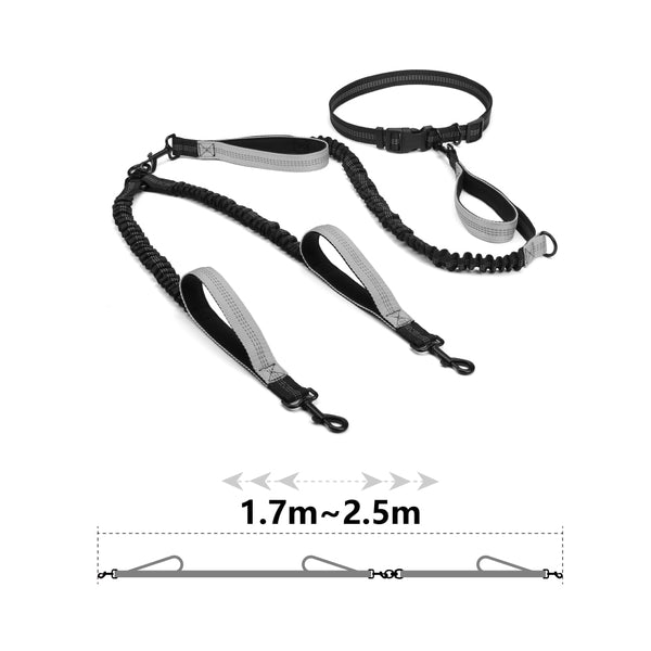 High Qulity Retractable Hands Free Dog Leash For Running Dual Handle Bungee Leash Reflective For Large Dogs Pet Supplies