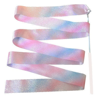 Flashing Star Gym Ribbons Dance Ribbon Rhythmic Art Gymnastics Ballet Streamer Twirling Rod Rainbow Stick Training Kids Toys