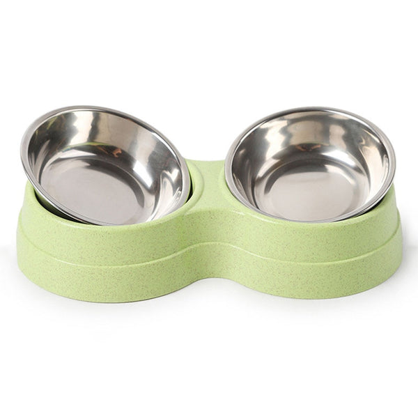 Cat Puppy Feeding Supplies Double Pet Bowls Dog Food Water Feeder Stainless Steel Pet Drinking Dish Feeder Small Dog Accessories