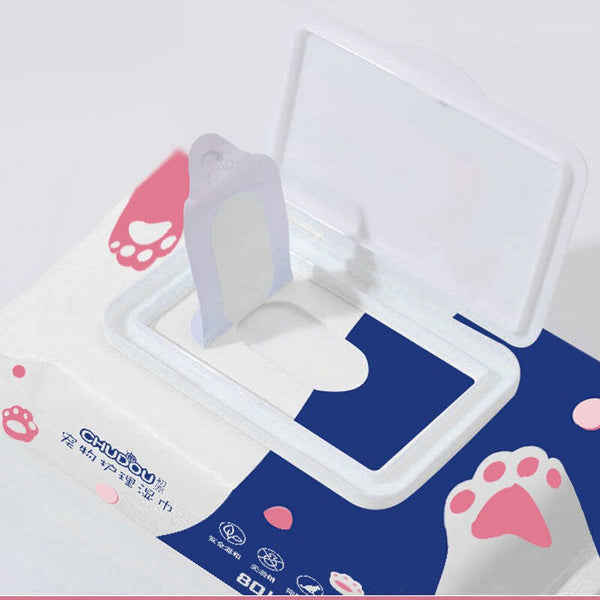 80Pcs Pet Cats Dogs Cleaning Wet Wipes After Urination Soft Paper Tear Ass Eye Tears Teeth Finger Health Care Hygiene Paws Poop