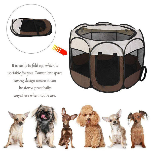 Pet Dog Cat Playpen Tent Crate Room Foldable Puppy Exercise Cat Cage Waterproof Outdoor Two Door Mesh Shade Cover Nest Kennel