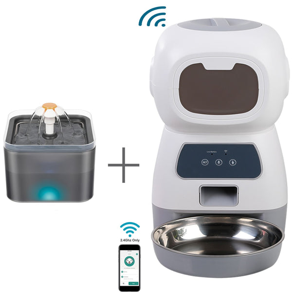 Automatic Dogs Cats Feeder 3.5L Dry Food Dispenser 2L Pet Cat Water Fountain Drink Feeder For Auto Pet Smart Feeders Bowl