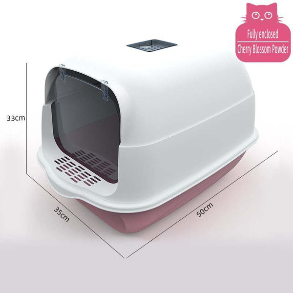 Pet Cat Litter Box Fully Enclosed Anti-Splash Deodorant Cat Toilet for Cats Two-Way with Shovel High Capacity Cat Litter Tray