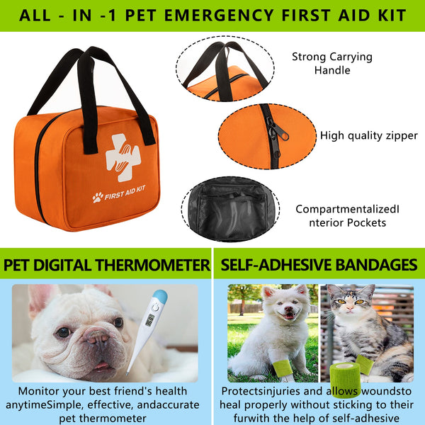 Pet First Aid Kit Home Camping Travel Car Emergency Kit Cats And Dogs Travel Set include Thermometer Bowl towel Medical Supplies