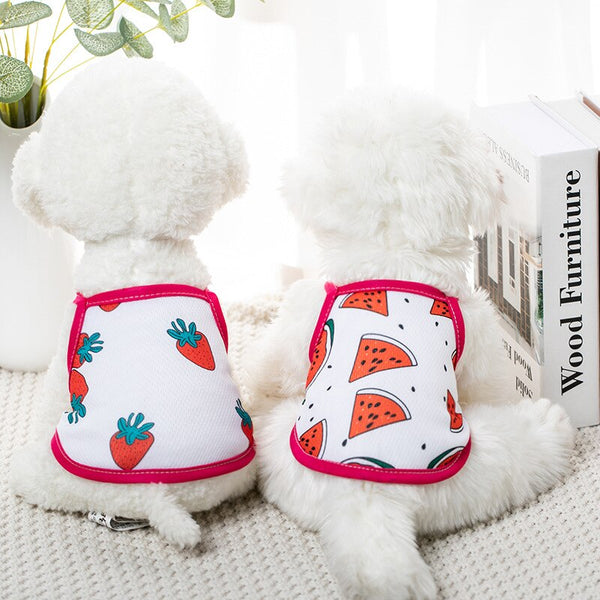 Ultra Thin Dog Cooling Vest Breathable Mesh Cloth Pet Clothes for Small Dogs Cute Fruit Print Summer Puppy Cat Cheap T-shirt