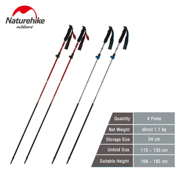 Naturehike Trekking Poles Folding Hiking Stick Collapsible Hiking Poles Trekking Stick Walking Poles Nordic Walking Sticks